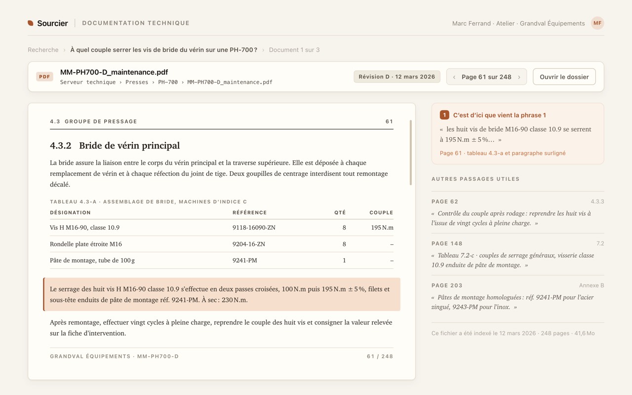 Le document, ouvert au passage exact